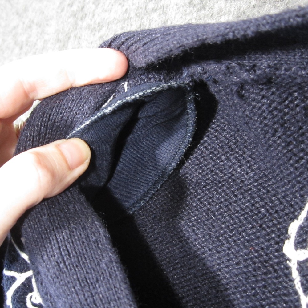 Bryn Connelly Cardigan Sweater M Navy White Embroidery Button Up Cottage Grandma - Picture 7 of 9